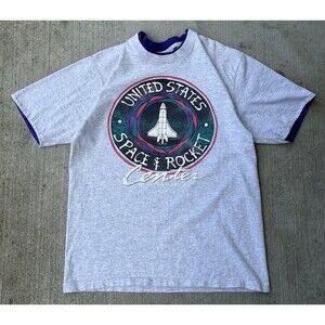 Vintage 90s United States Space & Rocket Center T-Shirt Size L Single Stitch USA